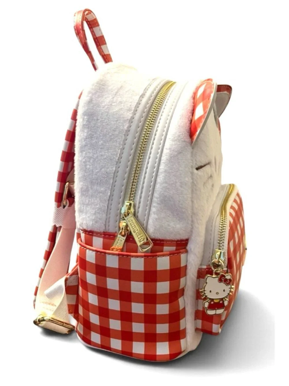 Loungefly Sanrio Hello Kitty Gingham Red White Mini Backpack Plush Picnic NWT